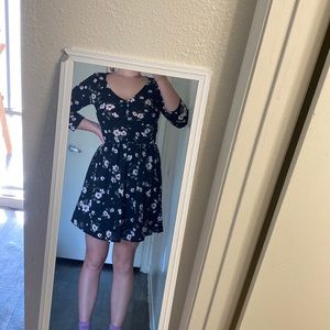 Black floral print dress